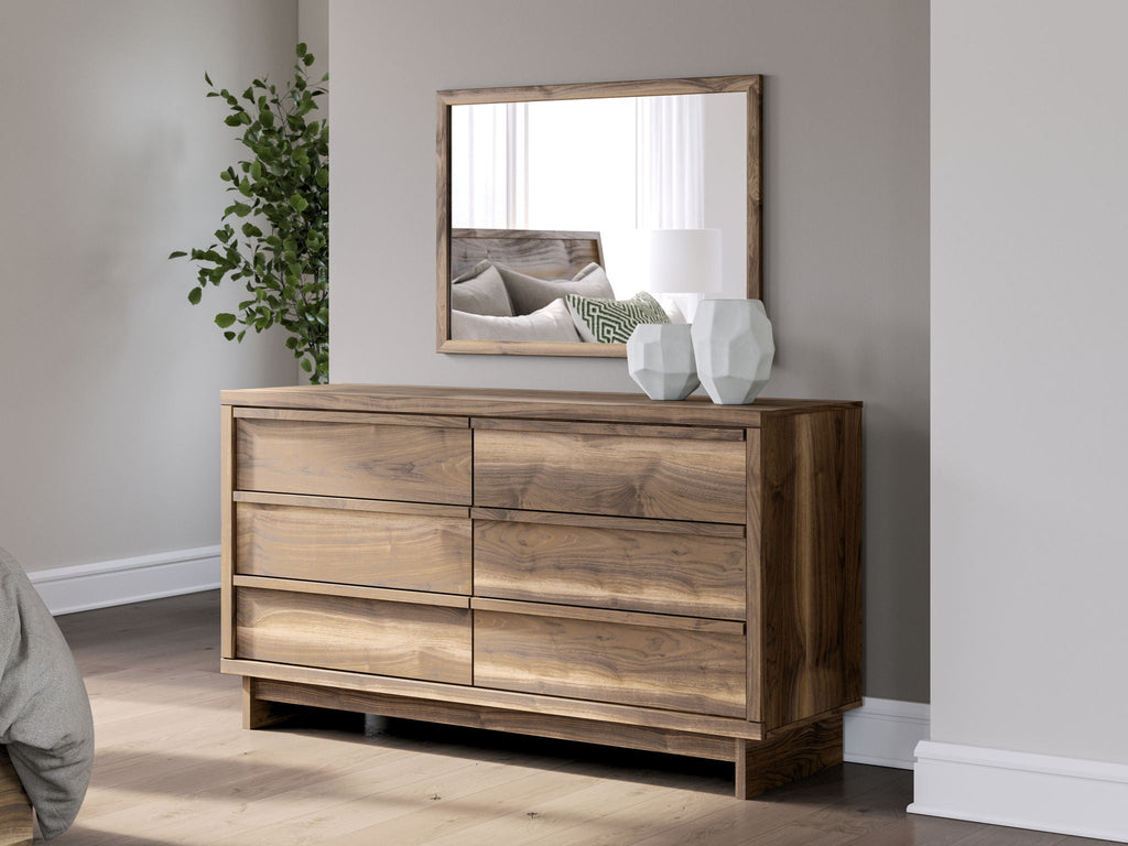 Signature Design by Ashley Six Drawer Brown Dresser with Modern Twist-3
