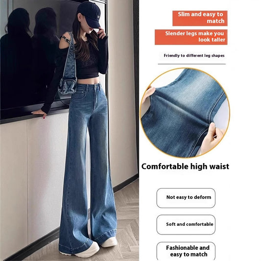 Jeans ajustados de mujer de pierna ancha estrecha