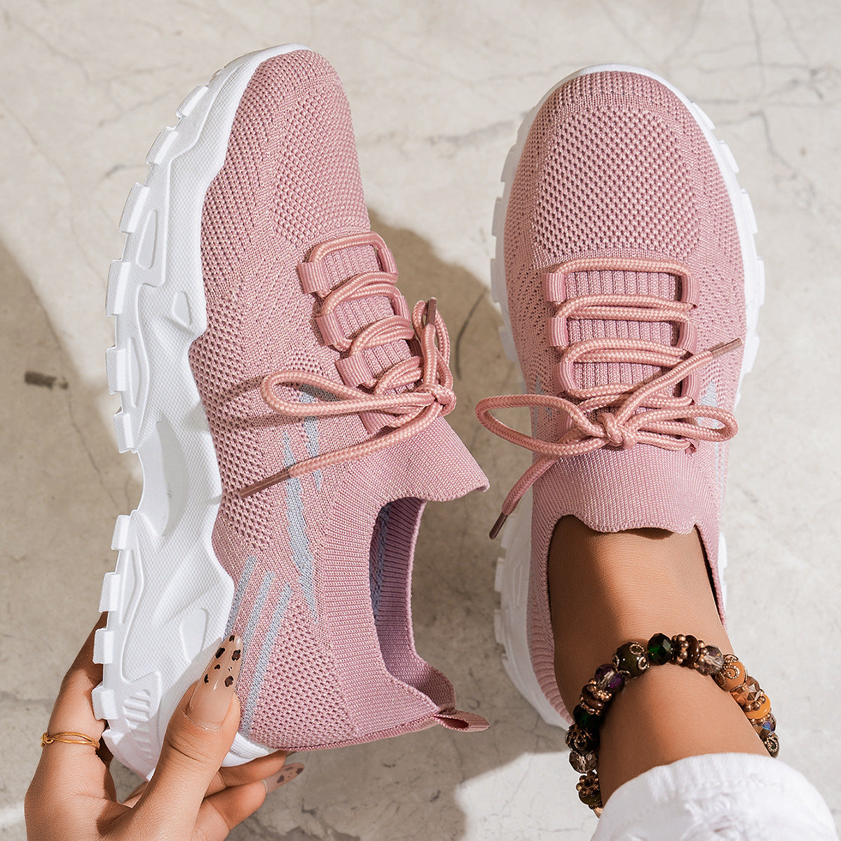 Zapatillas deportivas casuales, elegantes y ligeras de suela blanda para mujer