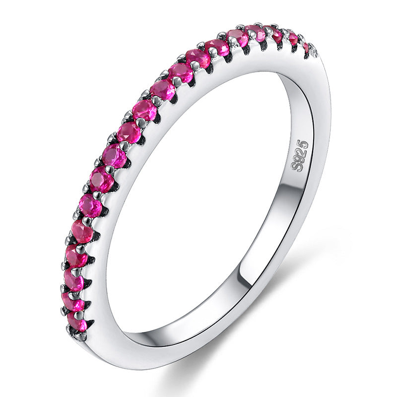 Bague en Zircon Incrustée de Diamants Simples sur une Seule Rangée