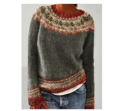 Pull Femme Col Rond Multicolore Ample Tendance