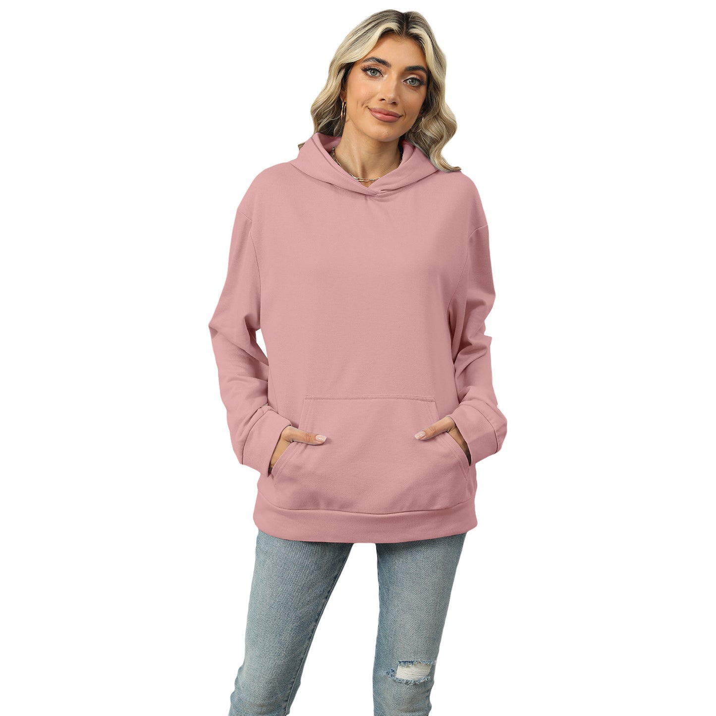 Sweat-shirt à capuche décontracté avec poches pour femmes