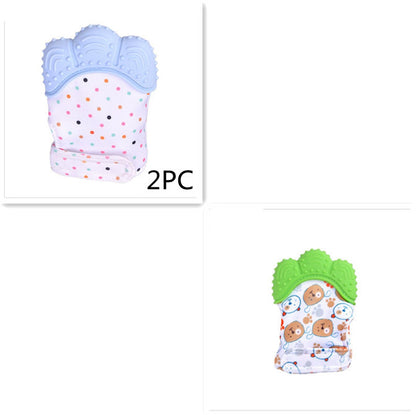 Anneau de dentition pour bébé, gants molaires en silicone anti-morsure, jouets sonores pour enfants