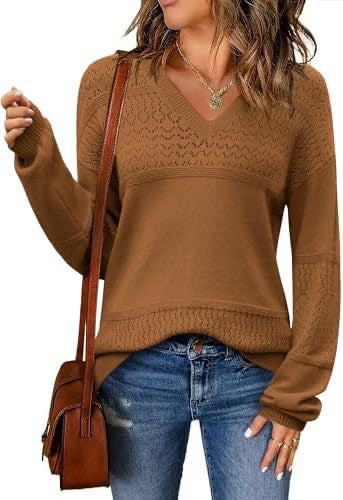 Pull en maille côtelée col V ajouré