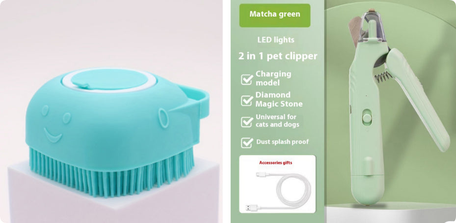 Cortaúñas 2 en 1 para mascotas con luz LED, tijeras especiales para perros y gatos, multifunción, para patas de animales, suministros para mascotas.