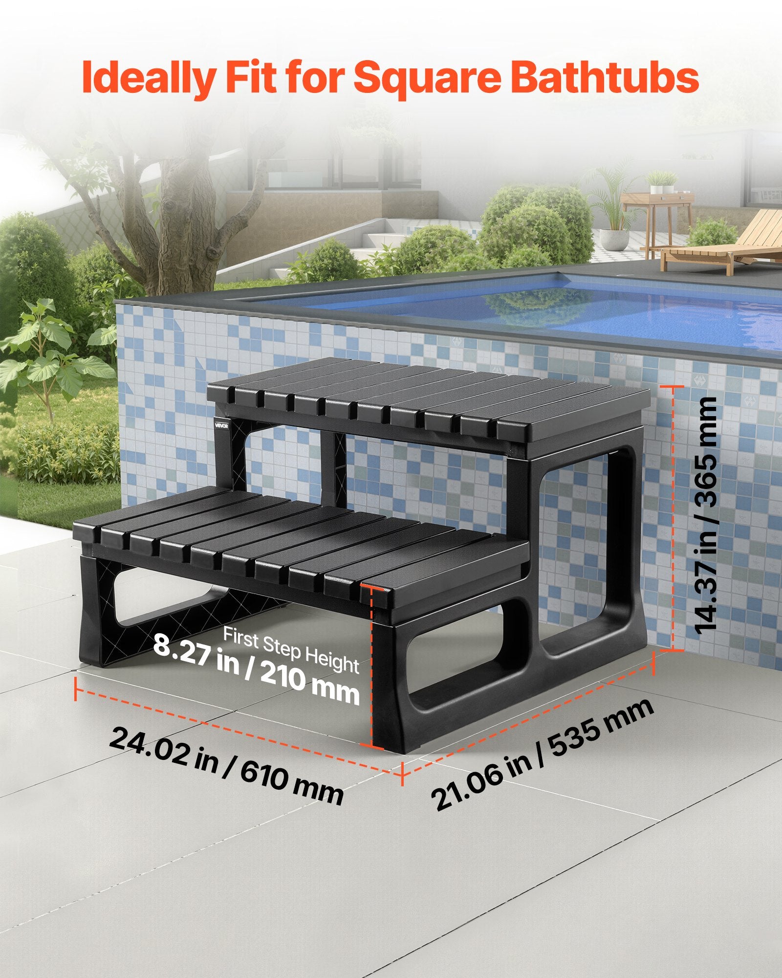 Hot Tub Steps, 2-Step Spa Outdoor Stairs