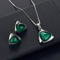 Geometric Triangle Cat-eye Necklace And Earrings Suite