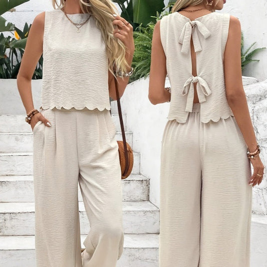Ensemble Gilet Sans Manches Décontracté et Pantalon Décontracté, Haut Sans Manches et Pantalon Décontracté pour Femme – Vêtements d'Été pour Femme