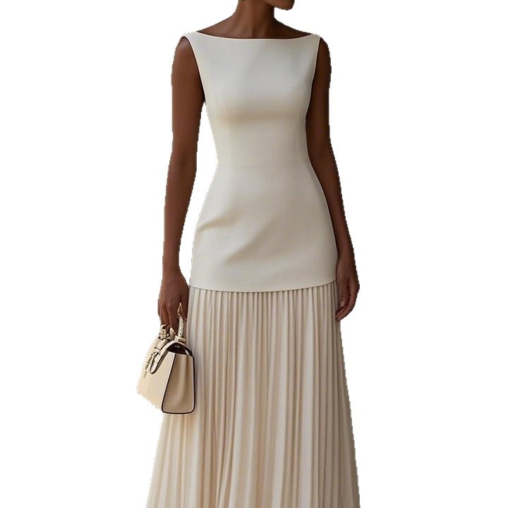 Gilet en tricot sans manches de couleur unie, robe sexy en tricot ajustée