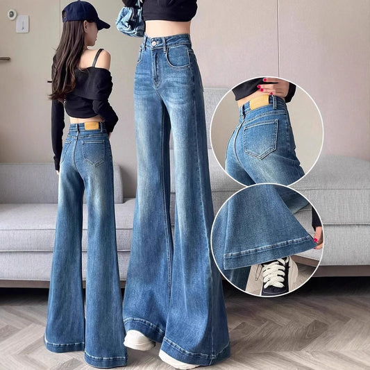 Jeans ajustados de mujer de pierna ancha estrecha