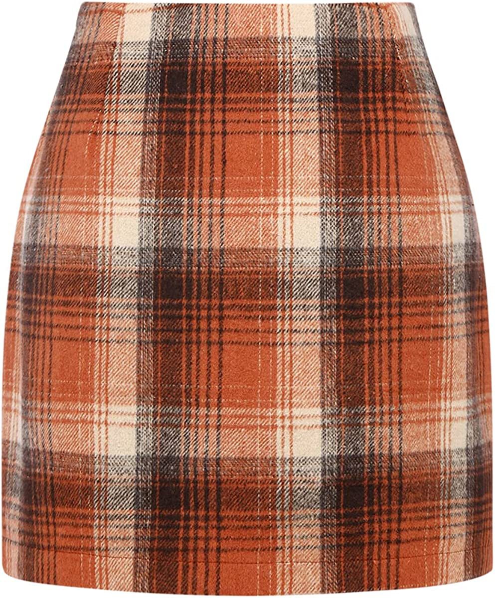 Mini-jupe crayon moulante en laine à carreaux taille haute pour femme