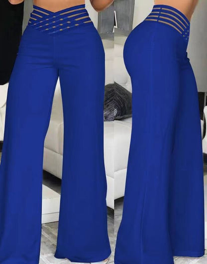 Pantalon micro-évasé à ceinture ajourée