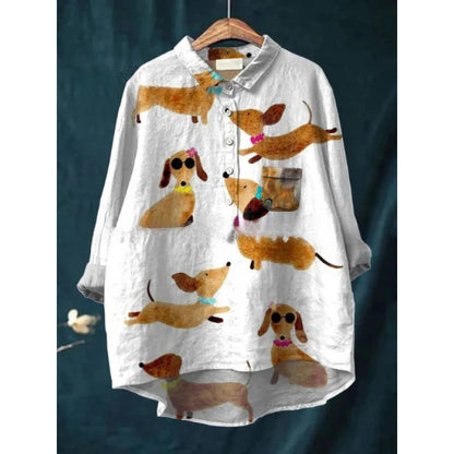Chemise à imprimé animal numérique rétro de style européen et américain pour femmes