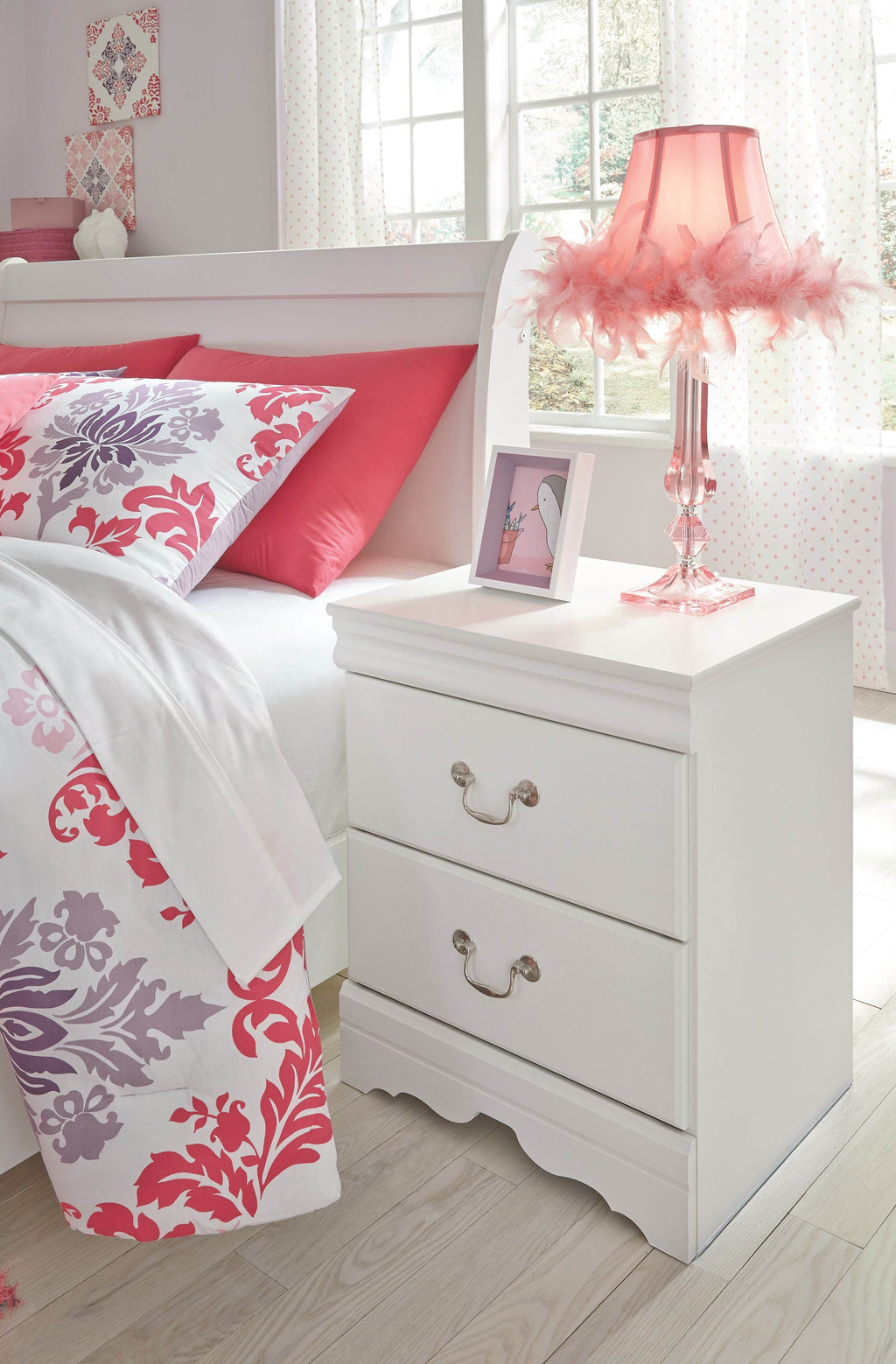 Anarasia - Two Drawer Night Stand - White-1