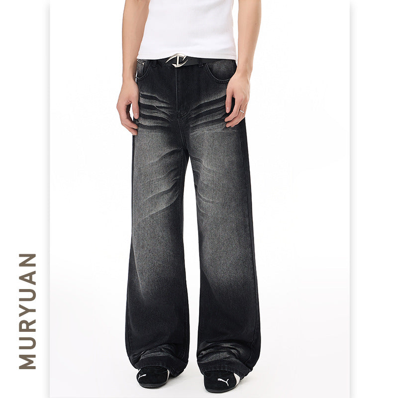 Style Wrinkle Catwhisker Flared Jeans for Men