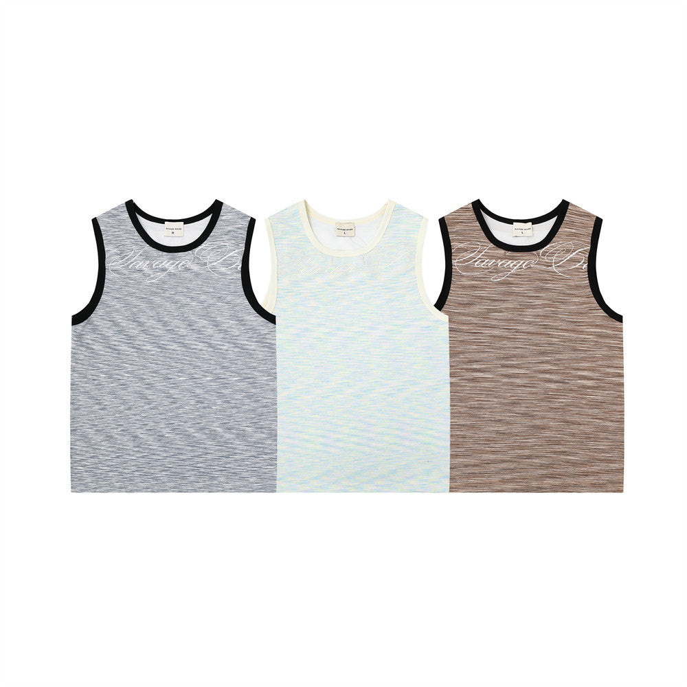 Color woven striped sports vest