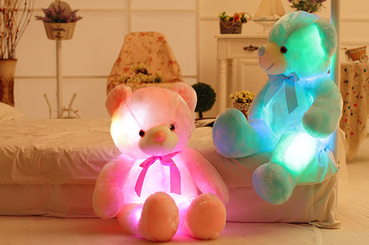 Ours en peluche lumineux à LED, jouet en peluche coloré et brillant, cadeau de Noël pour enfants, oreiller