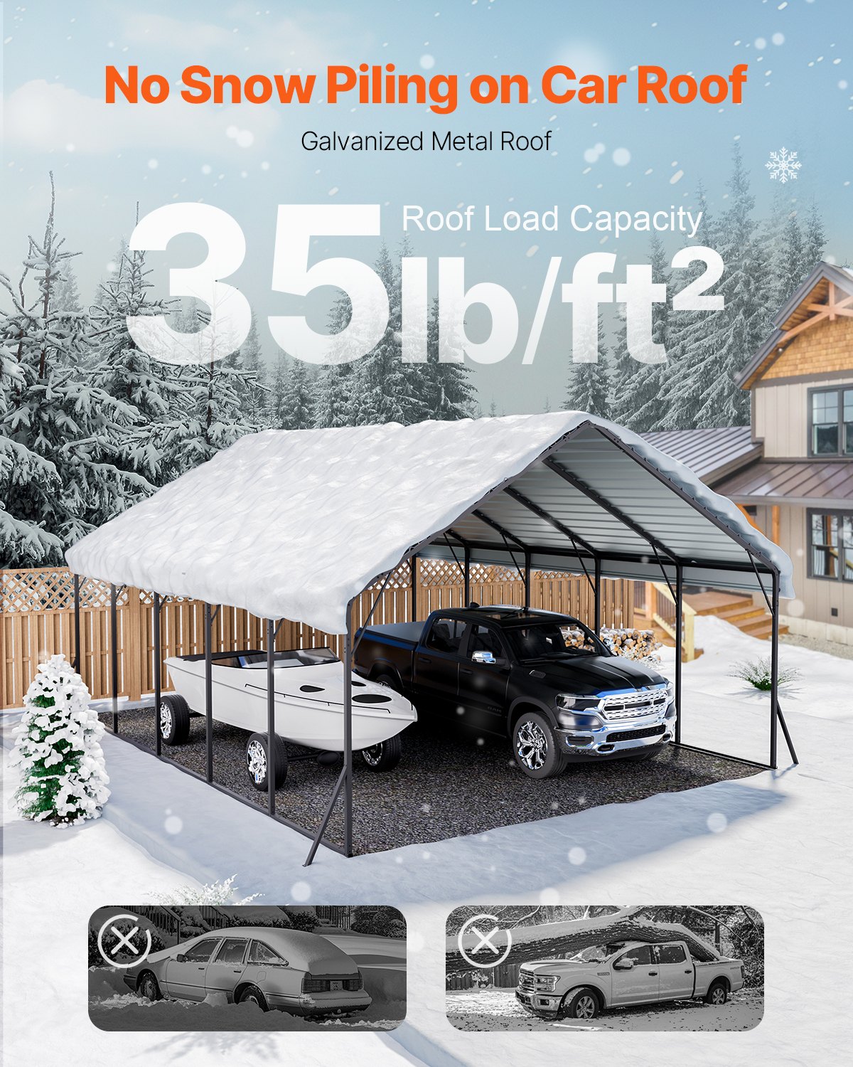 Heavy Duty Metal Carport, 20 X 24 Ft Outdoor Carport