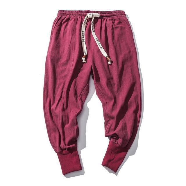 Pantalon sarouel en coton et lin pour homme style hip-hop