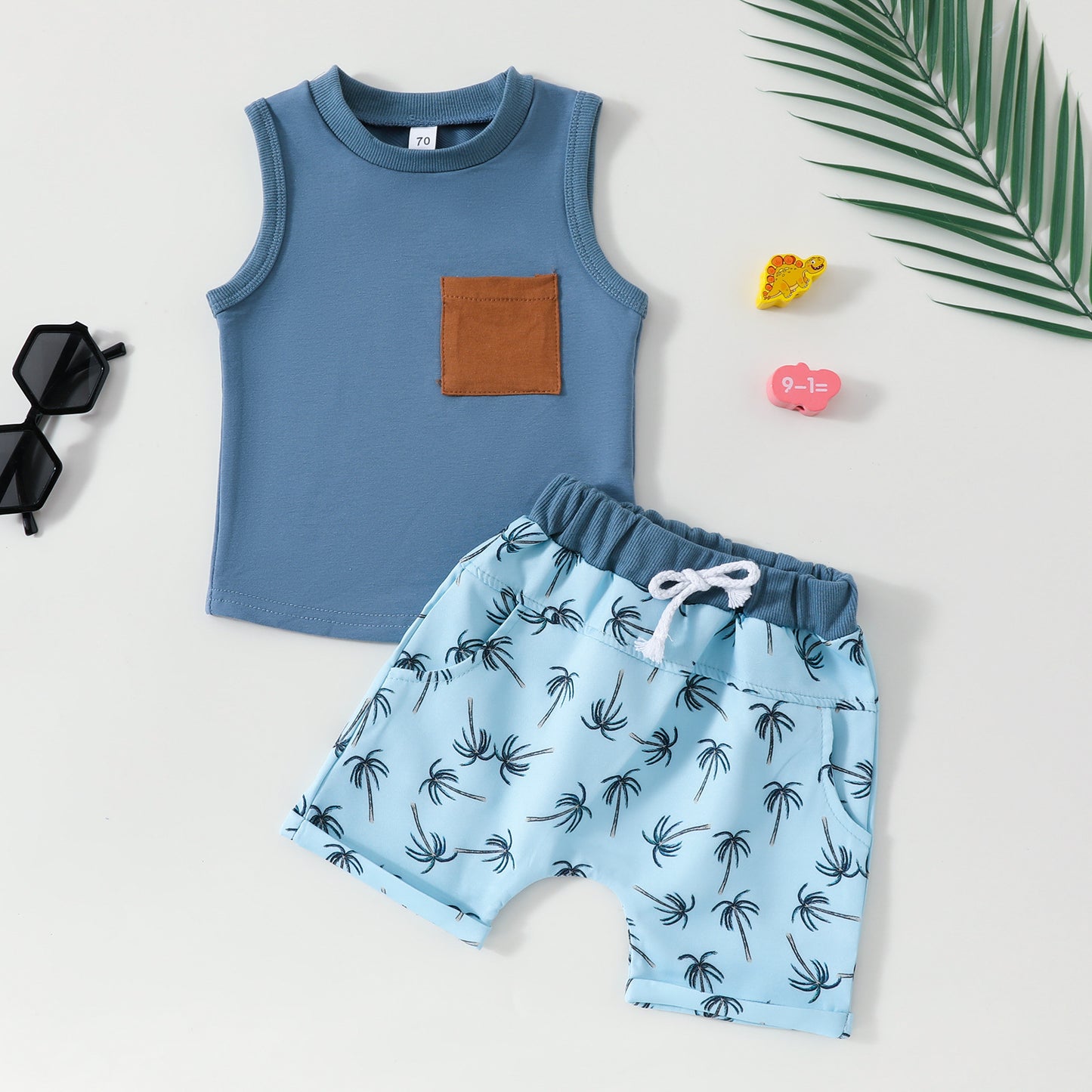 Ensemble 2 pièces sans manches pour bébé : gilet et short