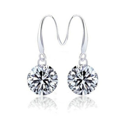 Boucles d'oreilles femme en argent sterling avec zircon et diamant solitaire