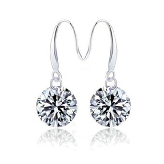 Boucles d'oreilles femme en argent sterling avec zircon et diamant solitaire