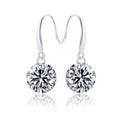 Boucles d'oreilles femme en argent sterling avec zircon et diamant solitaire