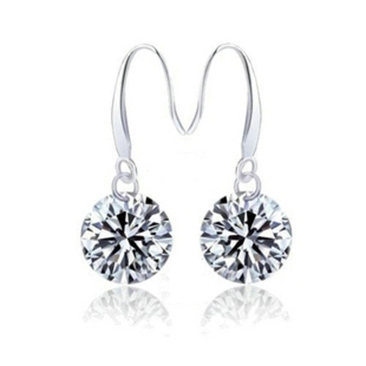 Boucles d'oreilles femme en argent sterling avec zircon et diamant solitaire