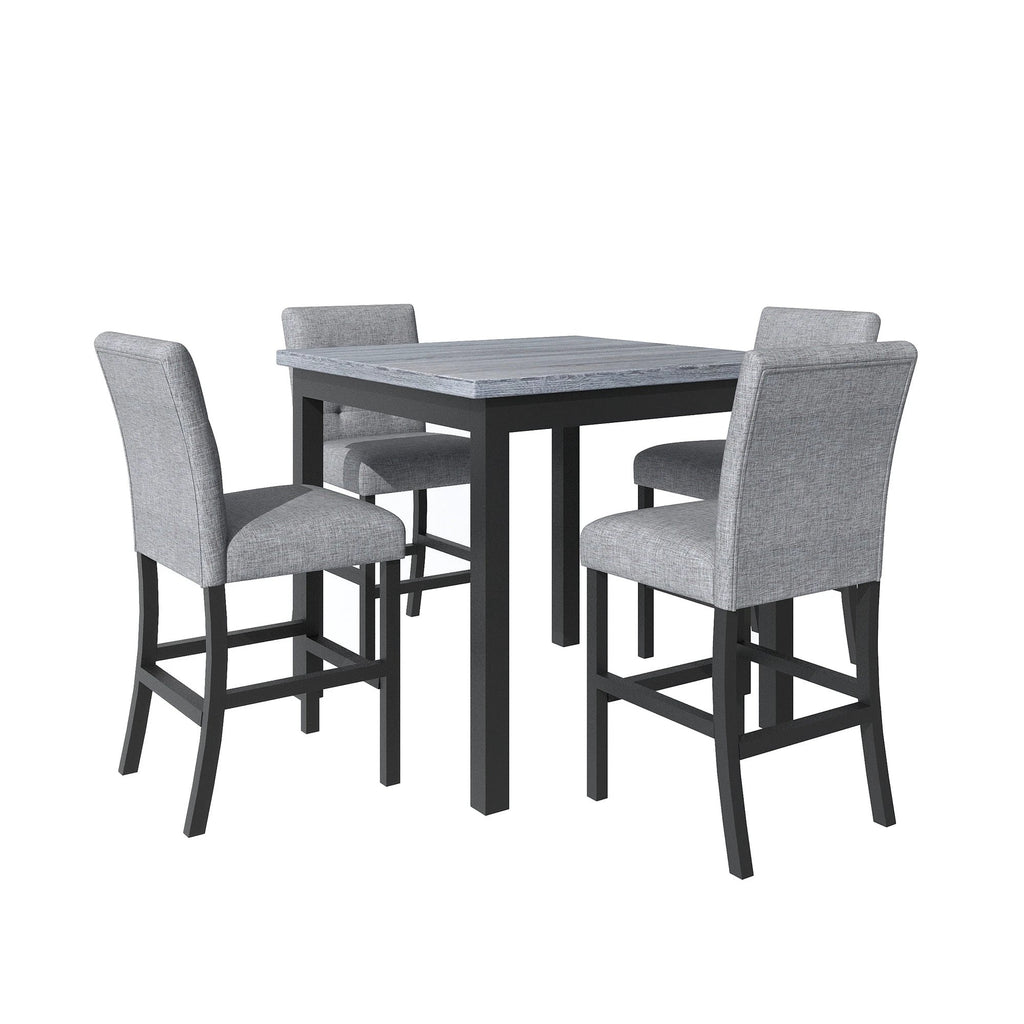 TOPMAX 5-piece cabinet dining table set, wooden square dining table and chairs, and 4 soft cushioned high back chairs in black by eprolo