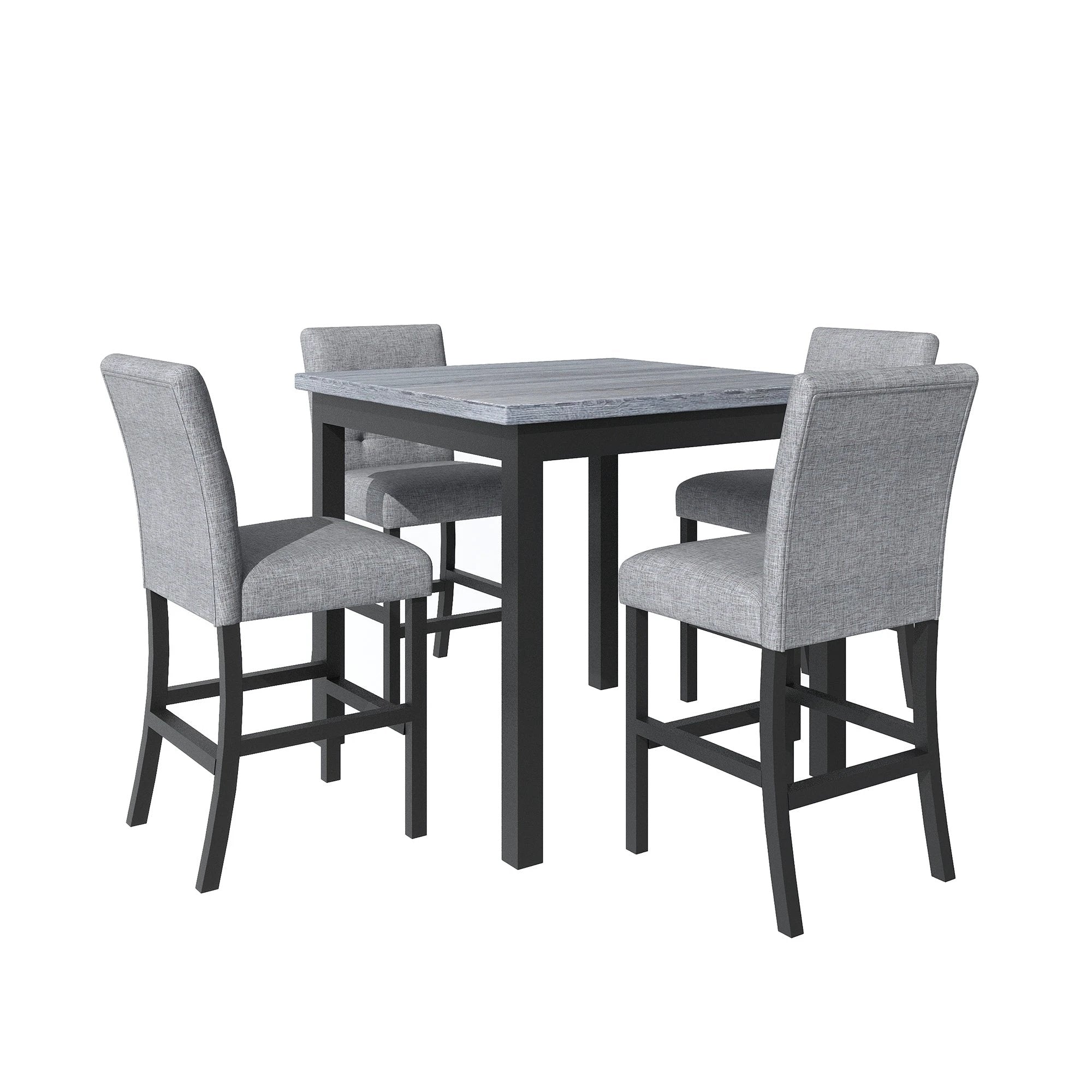 TOPMAX 5-piece cabinet dining table set, wooden square dining table and chairs, and 4 soft cushioned high back chairs in black by eprolo