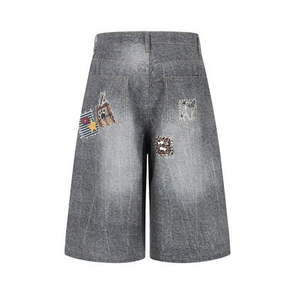 3D digital printing to make used denim five quarter pants
