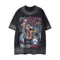 Gradient spray painted cartoon short sleeved T-shirt