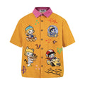 Dopamine cartoon patch embroidered short sleeved shirt