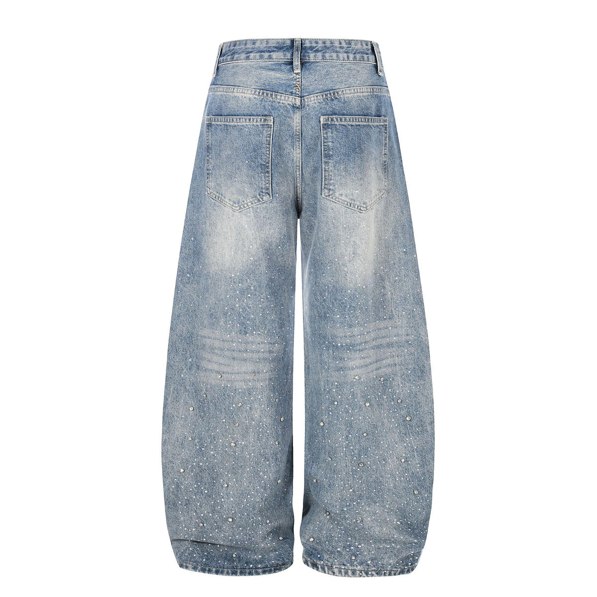 Pantalon droit amincissant, taille haute, délavé et déchiré, coupe ample