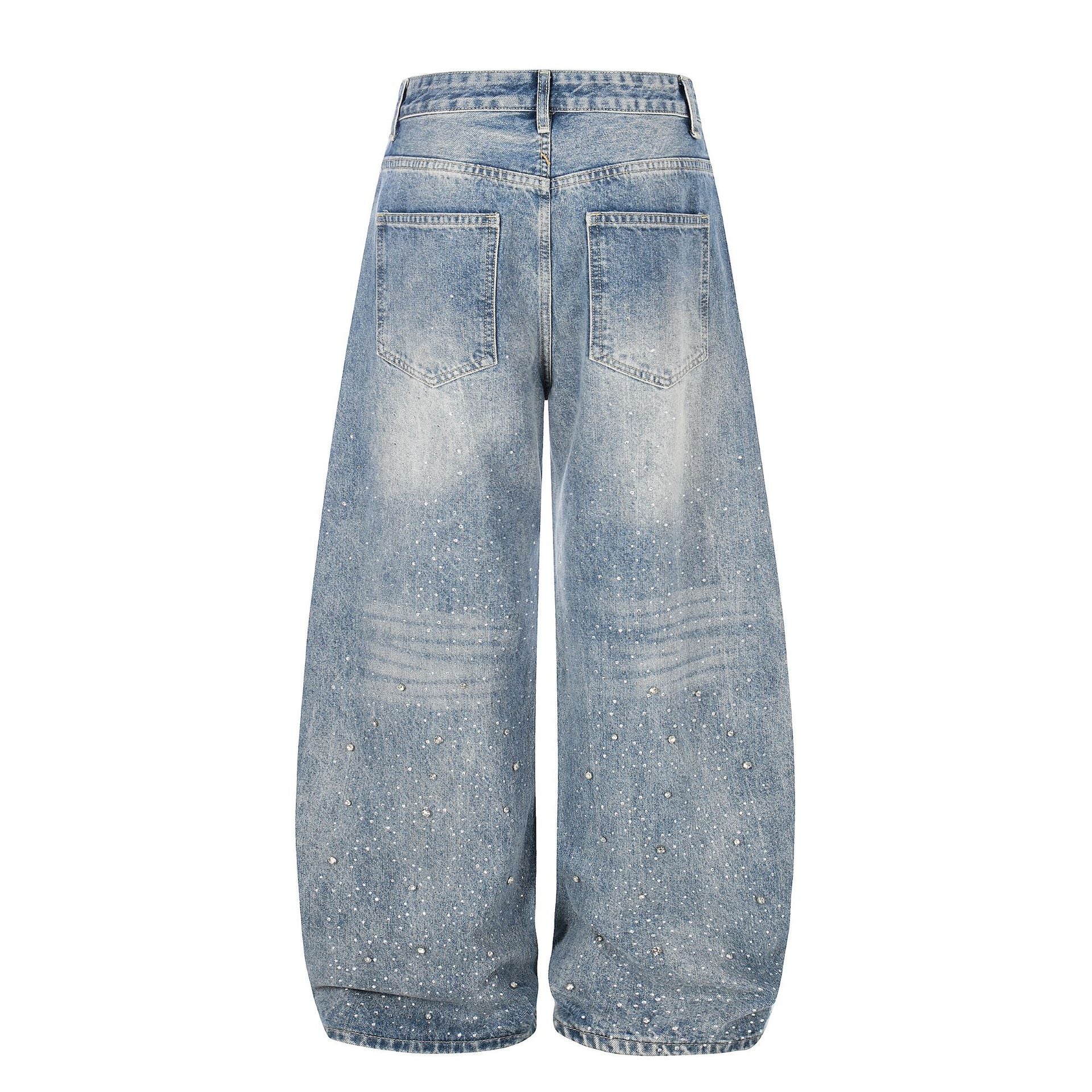 Pantalon droit amincissant, taille haute, délavé et déchiré, coupe ample