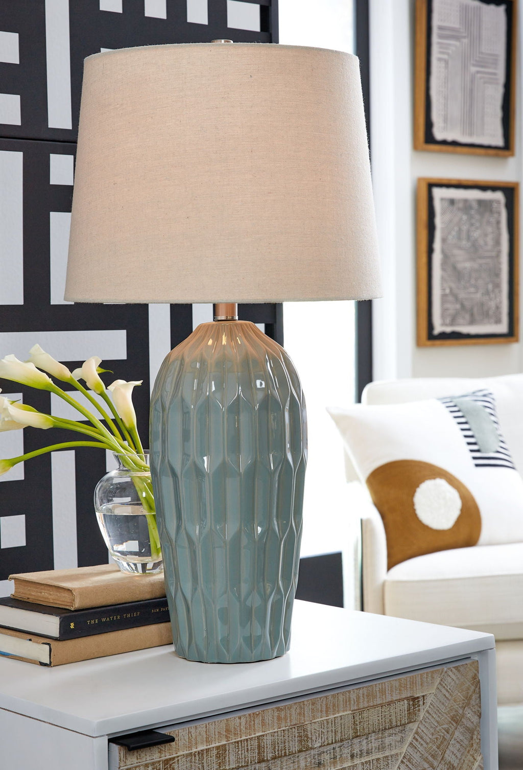 Hadbury - Ceramic Table Lamp (Set of 2) - Pale Blue / Teal-2