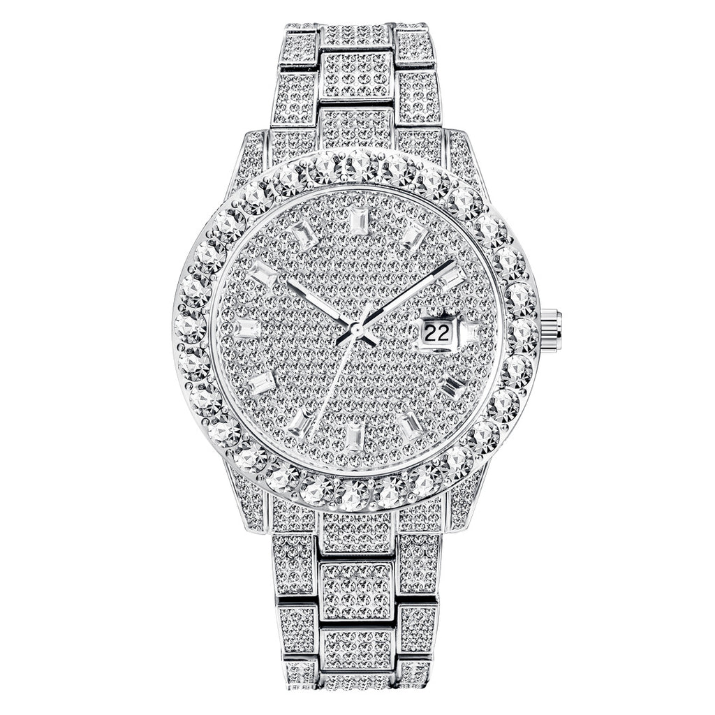 Fashionable Large Dial Full Diamond Watch