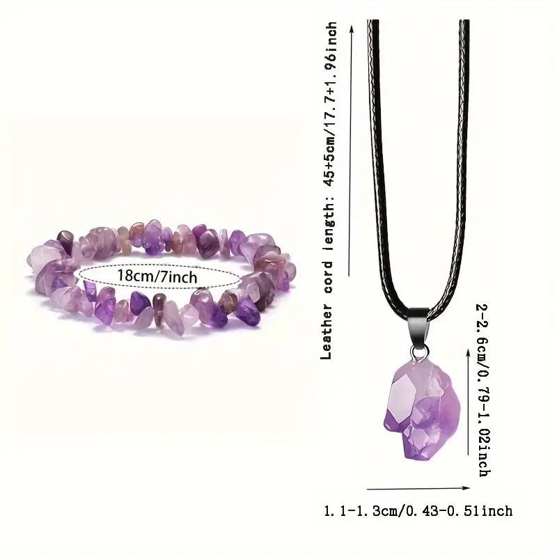 Collier en pierre brute irrégulière de bourgeon de cristal d'améthyste en pierre naturelle