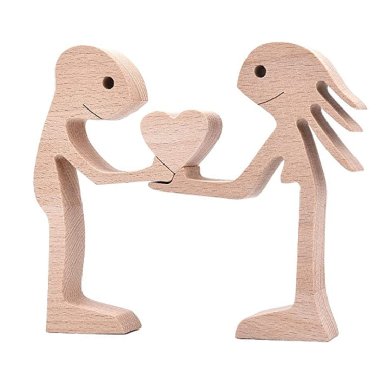 Adorno de Perro en Madera DIY Figura Escultura Decoración del Hogar Un Hombre Un Perro Escultura de Madera Regalos de Navidad Modelo Decorativo