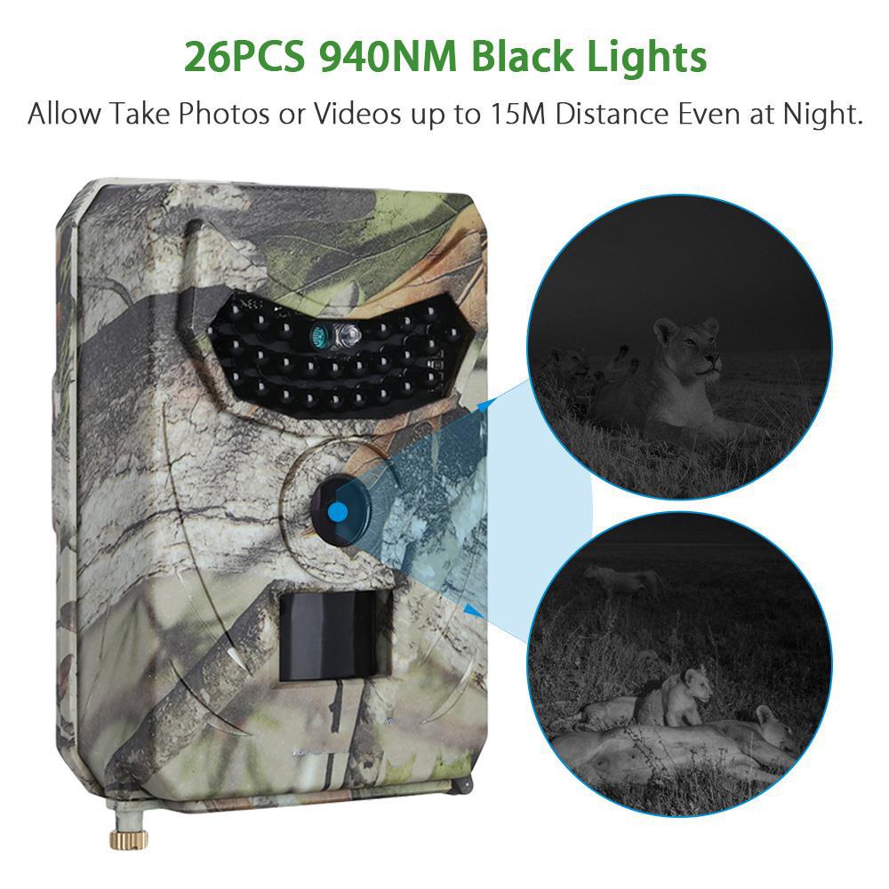 Caméra de Chasse 1080P Caméra de Jeu pour Extérieur Caméra de Surveillance de la Faune Capteur PIR Vision Nocturne Infrarouge