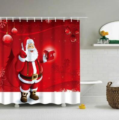 Christmas Waterproof Polyester Bathroom Shower Curtain Decor With Hooks by eprolo