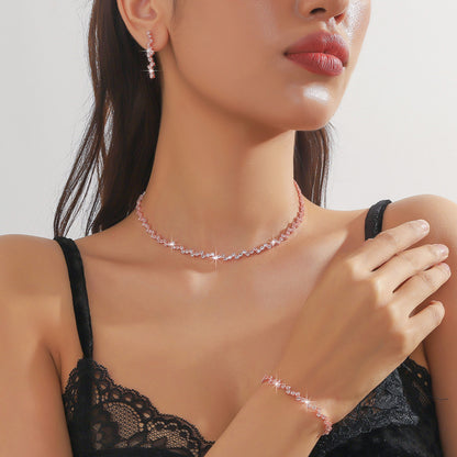 Ensemble Collier Boucles d'Oreilles et Bracelet ZirconEnsemble de trois pièces