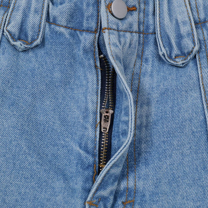 Pantalones Capri Vaqueros Cargo Lavados Estilo Coreano para Mujer