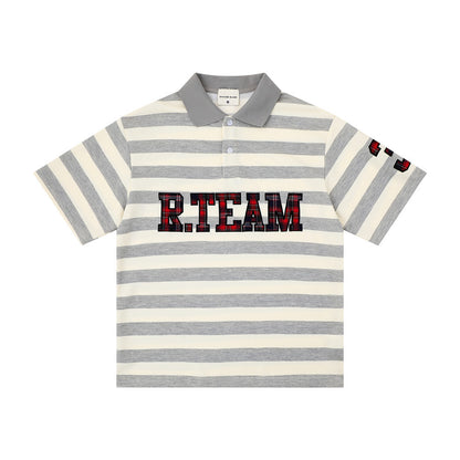 Polo shirt with contrasting stripes and short sleeves