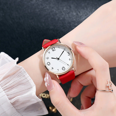 Montre à quartz en cuir pour femme, style décontracté, avec chiffres