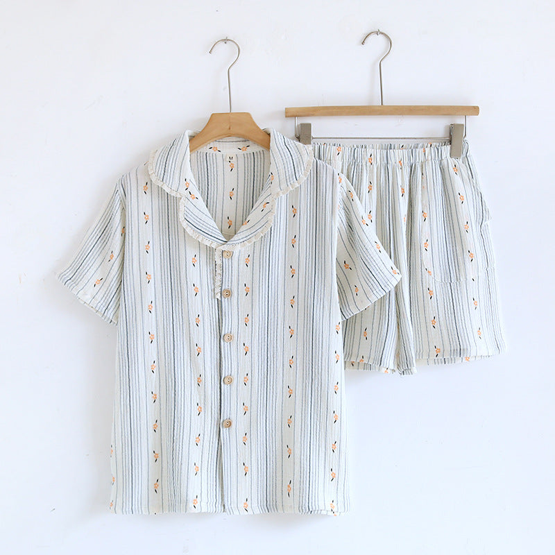 Pyjama d'été en coton à fleurs, manches courtes et short