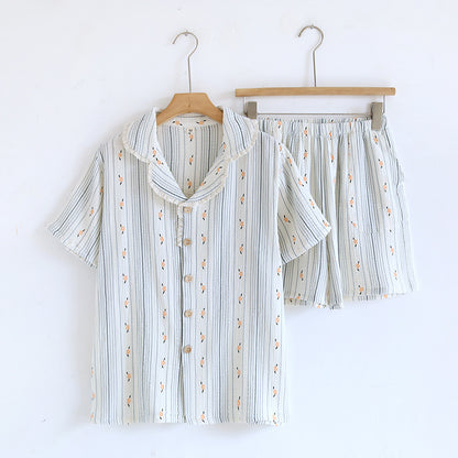Pyjama d'été en coton à fleurs, manches courtes et short