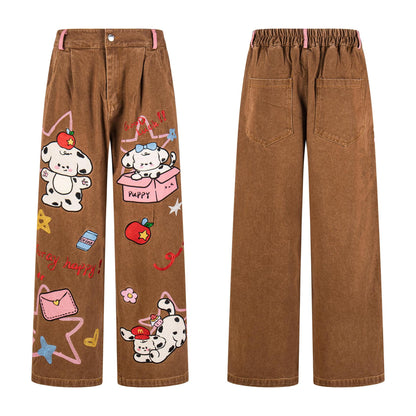 Jeans bordados Maillard Puppy Patch