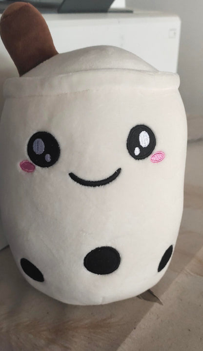 Peluche Boisson Fruitée Mignonne en Forme de Fraise Lait Thé Peluche Jouet Tasse à Thé Boba Oreiller Coussin Thé aux Perles Cadeau pour Enfants