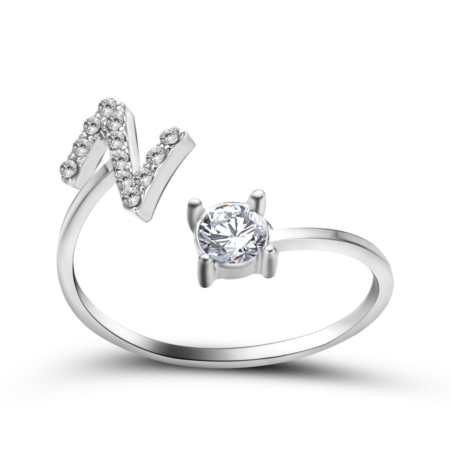 Anillo ajustable de nuevo diseño con 26 letras iniciales, joyería de moda para mujer, joyería simple y elegante